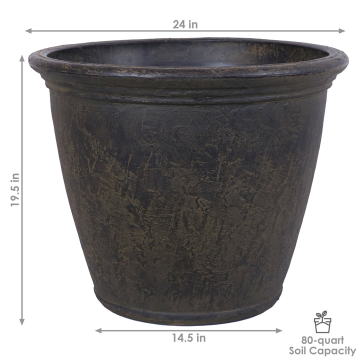 Sunnydaze 24 in Anjelica Unbreakable Polyresin Planter - Sable Finish Image 3