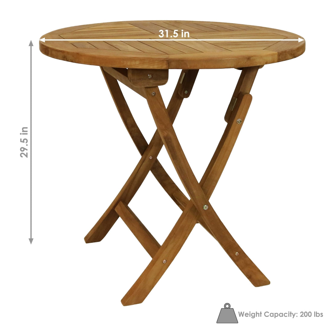 Sunnydaze 32 in Solid Teak Wood Folding Round Patio Dining Image 3