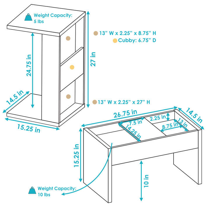 Sunnydaze 2-in-1 Multi-Use Accent Side Table - White Image 3