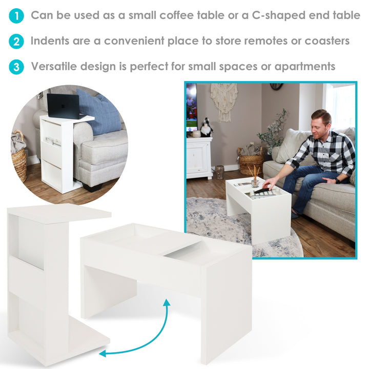 Sunnydaze 2-in-1 Multi-Use Accent Side Table - White Image 2