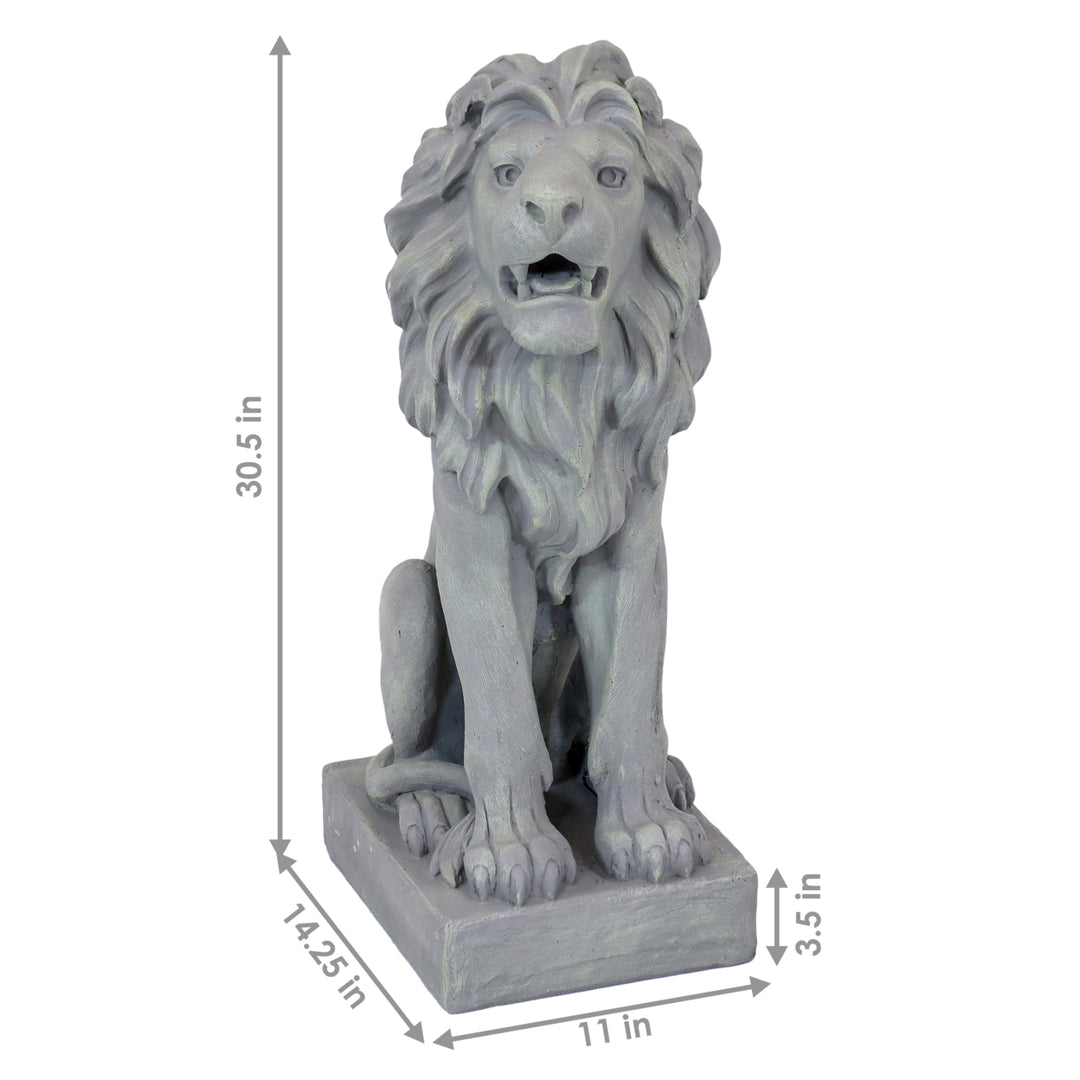 Sunnydaze Noble Beast Sitting Lion Outdoor Concrete Statue - 30 in Image 4