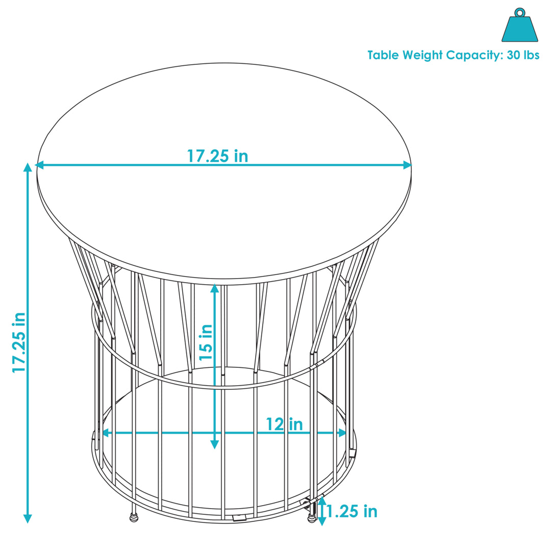 Sunnydaze Wire Pedestal End Table with MDF Pull-Open Tabletop - Cream Image 3