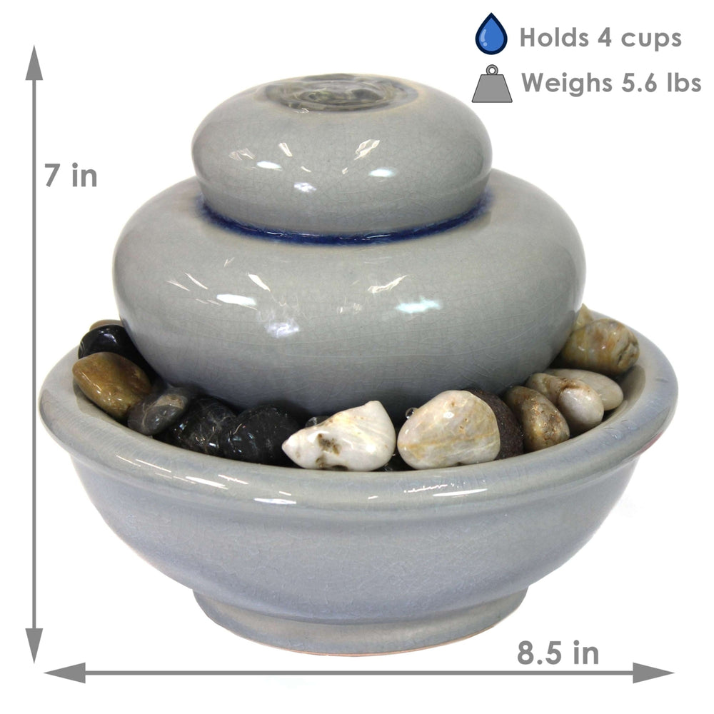 Sunnydaze Smooth Cascade Ceramic Indoor Water Fountain - 7 in Image 2