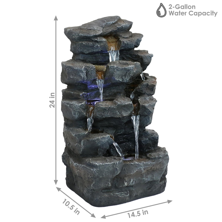 Sunnydaze Polyresin Grotto Falls Water Fountain with LED Lights - 24 in Image 3