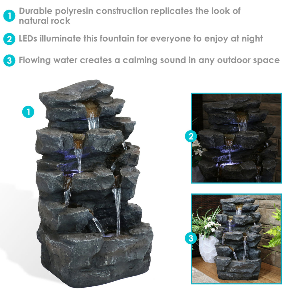 Sunnydaze Polyresin Grotto Falls Water Fountain with LED Lights - 24 in Image 2