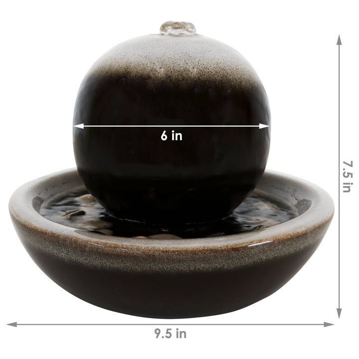 Sunnydaze Modern Orb Ceramic Indoor Water Fountain - 7 in Image 3