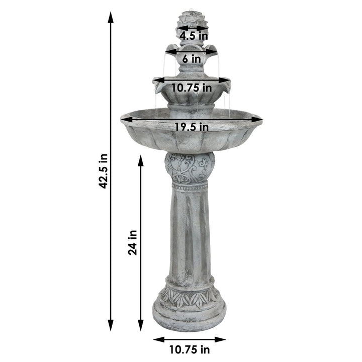 Sunnydaze Ornate Elegance Outdoor Solar Fountain with Battery - White Image 3