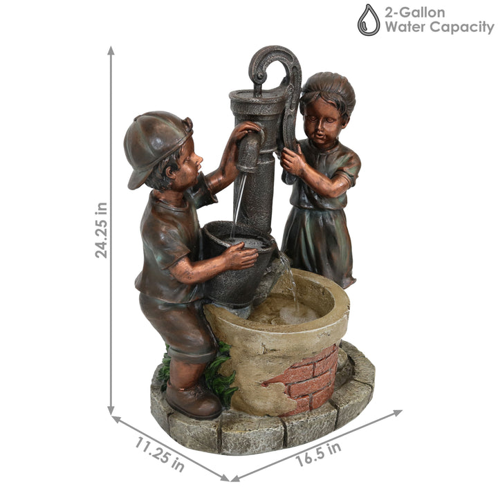 Sunnydaze Jack and Jill at Water Pump and Well Water Fountain - 24 in Image 3