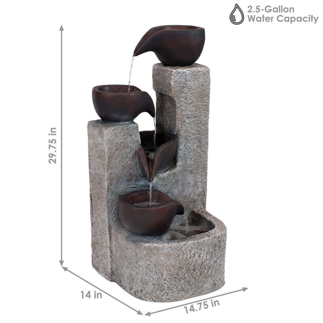 Sunnydaze Aged Tiered Vessels Solar Water Fountain with Battery - 29 in Image 2