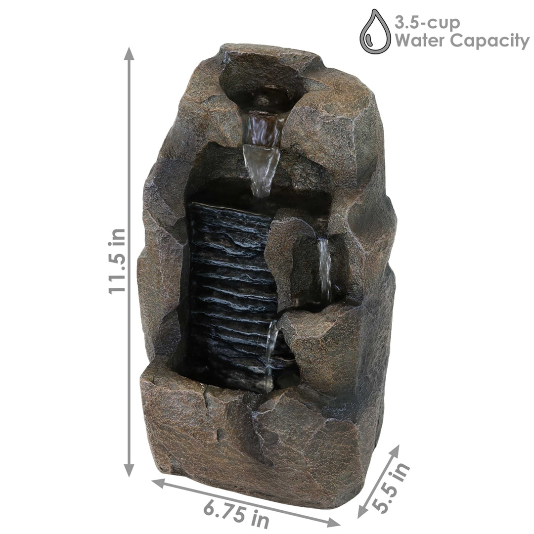 Sunnydaze Stony Rock Waterfall Resin Indoor Tabletop Water Fountain - 11 in Image 3