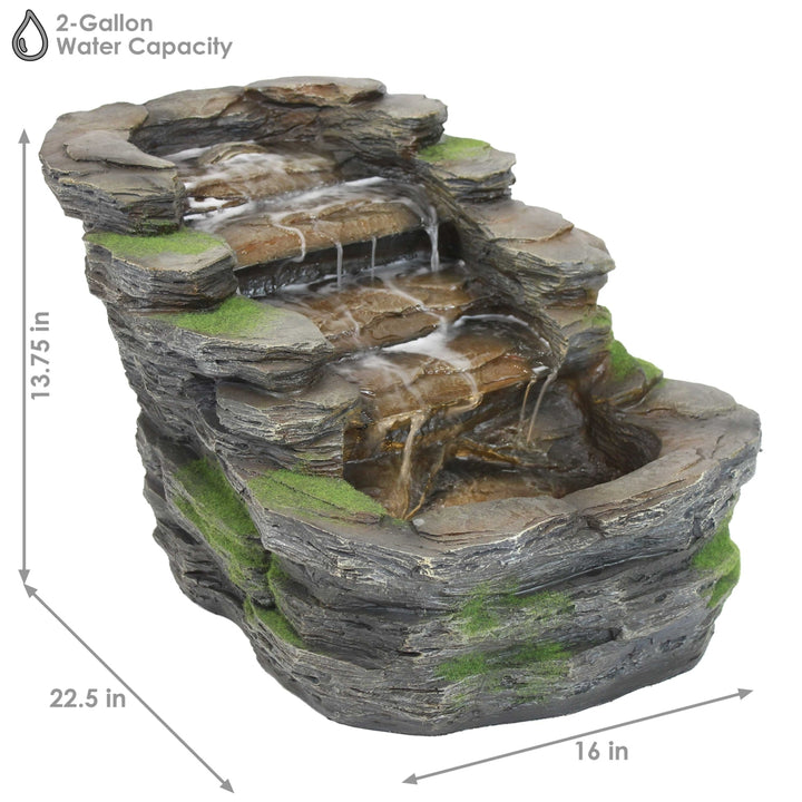 Sunnydaze Shale Falls Outdoor Water Fountain with LED Lights - 13.75 in Image 3