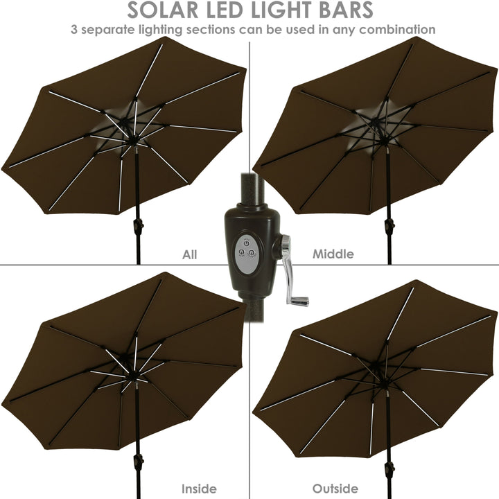 Sunnydaze 9 ft Solar Sunbrella Patio Umbrella with Tilt - Beige Image 4