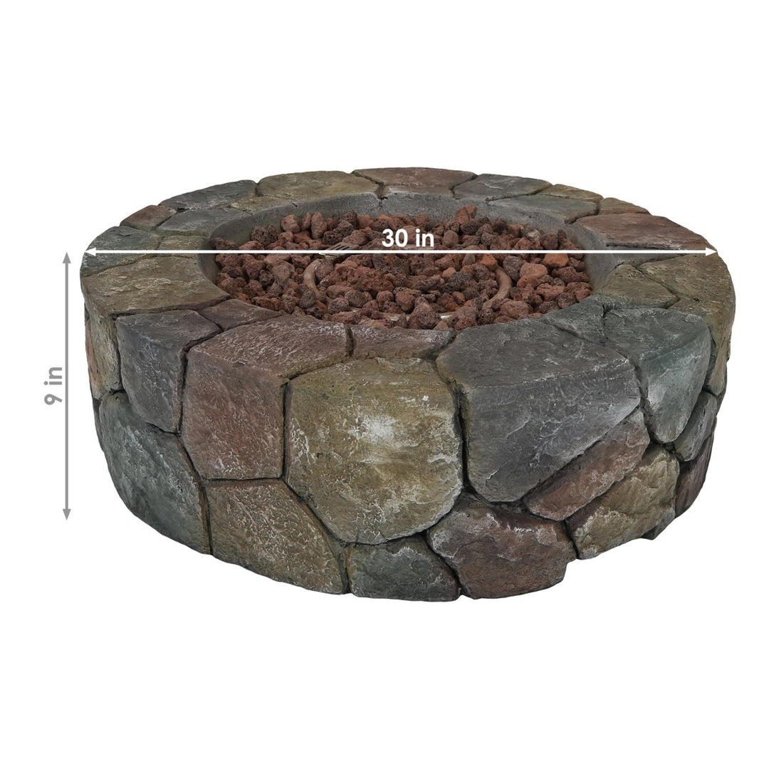 Sunnydaze 30 in Cast Stone Propane Gas Fire Pit Table with Lava Rocks Image 3