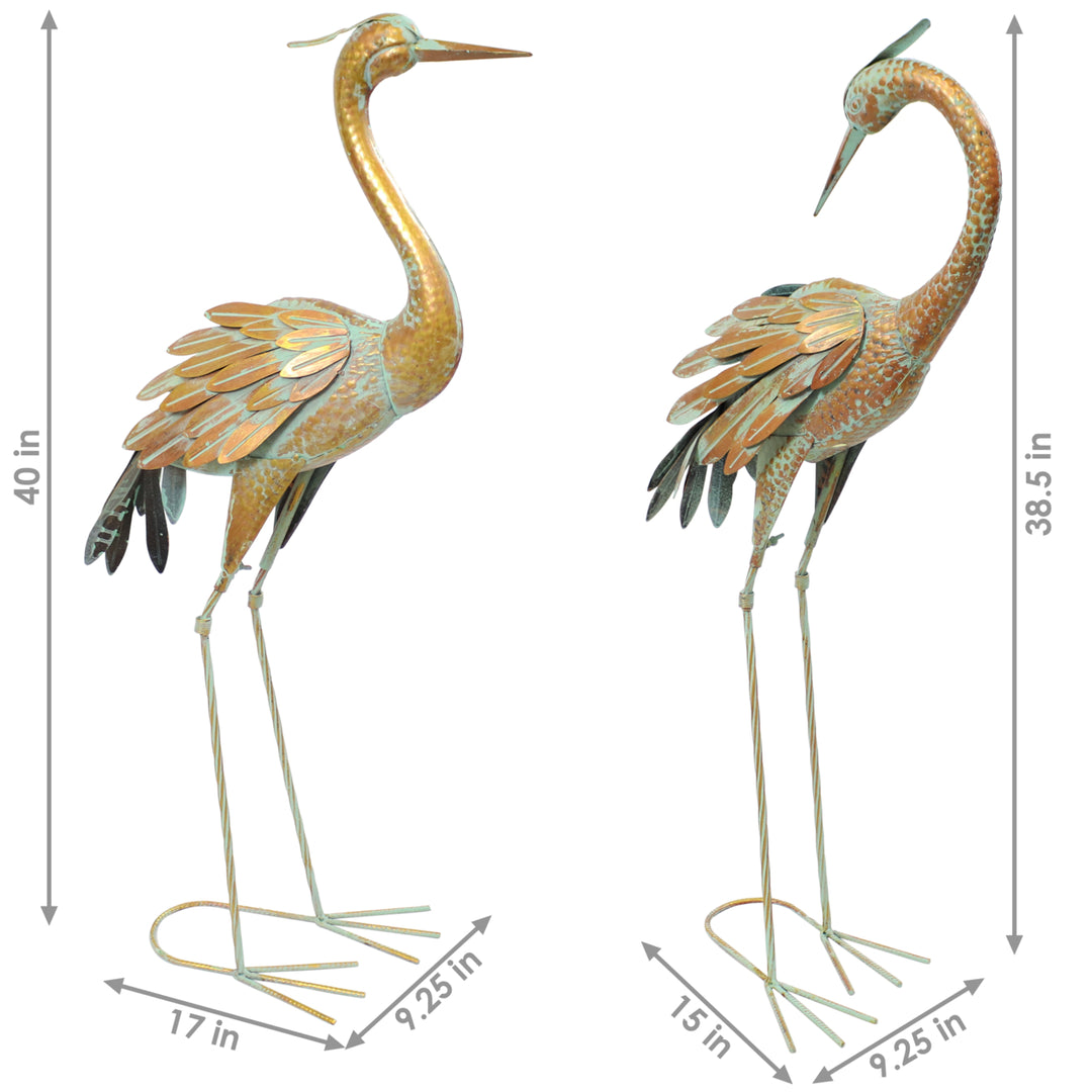 Sunnydaze Golden Crane Indoor/Outdoor Metal Garden Statue - Set of 2 Image 3