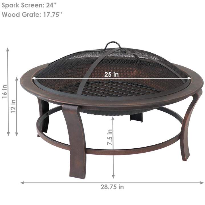 Sunnydaze 29 in Elevated Steel Fire Pit Bowl with Stand, Screen, and Poker Image 3