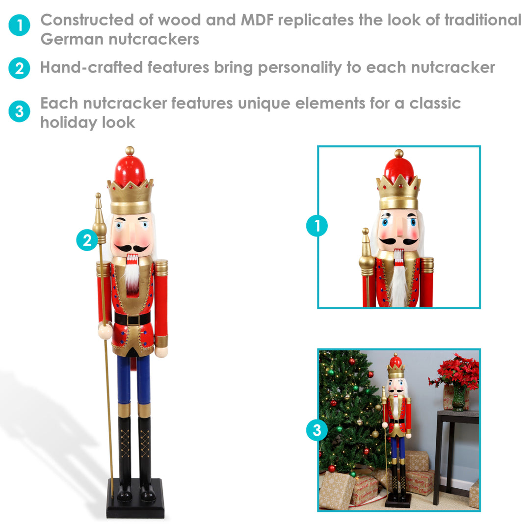 Sunnydaze Arnold the Strong Indoor Christmas Nutcracker Statue - 48 in Image 2