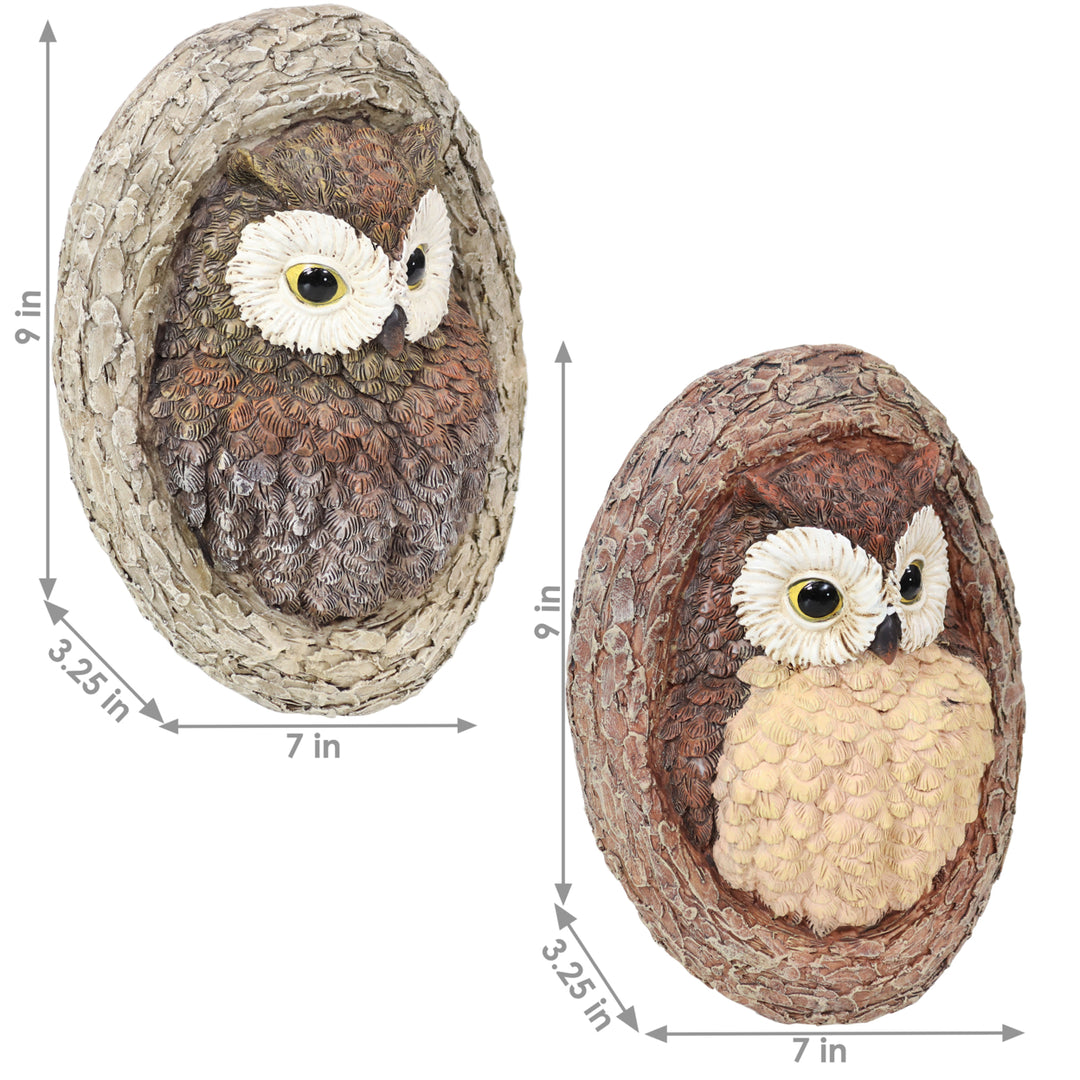 Sunnydaze Winifred and Wesley the Owls Resin Tree Hugger Decorations - 9 in Image 3