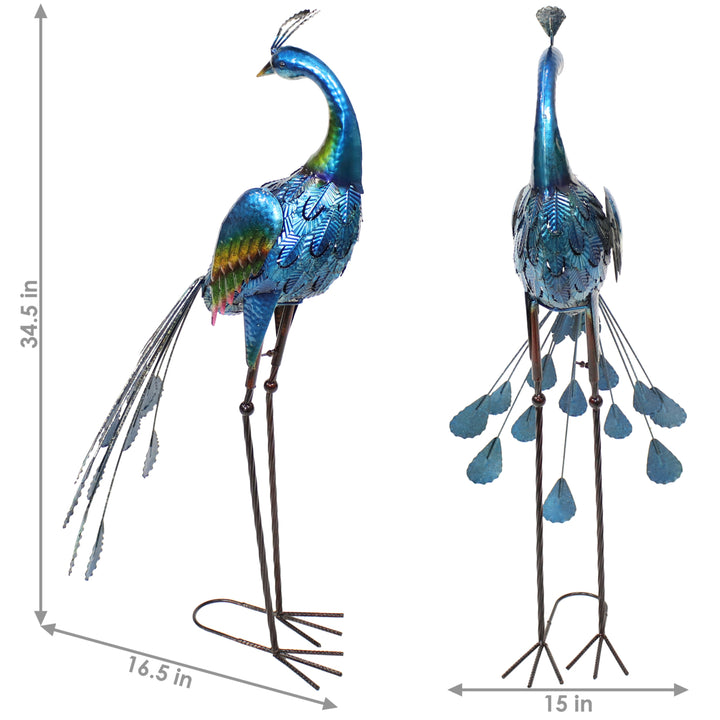 Sunnydaze Peacock Outdoor Metal Garden Statue - 34.5 in Image 3