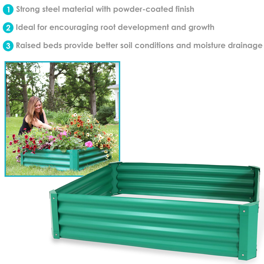 Sunnydaze Powder-Coated Steel Rectangle Raised Garden Bed - Green - 47 in Image 2