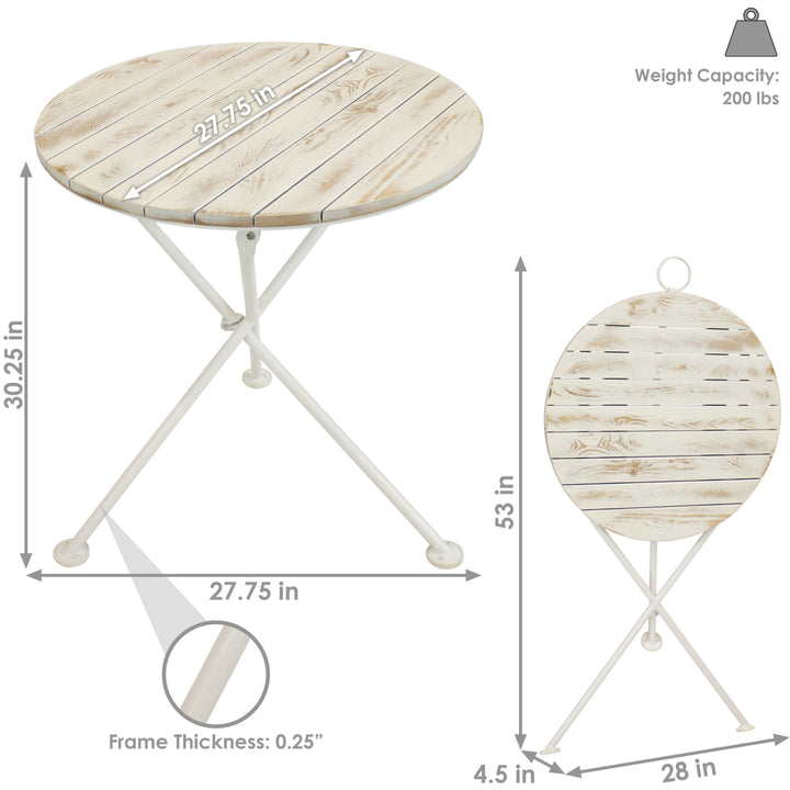 Sunnydaze 28 in French Country Chestnut Round Patio Bistro Dining Image 3