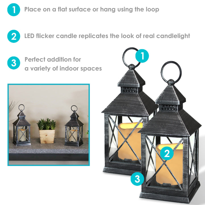 Sunnydaze Yorktown Indoor Battery-Powered Candle Lantern - 10 in - Set of 4 Image 4