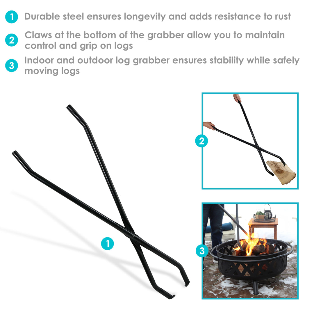 Sunnydaze 40 in Heavy-Duty Steel Firewood Log Grabber Tongs Image 4