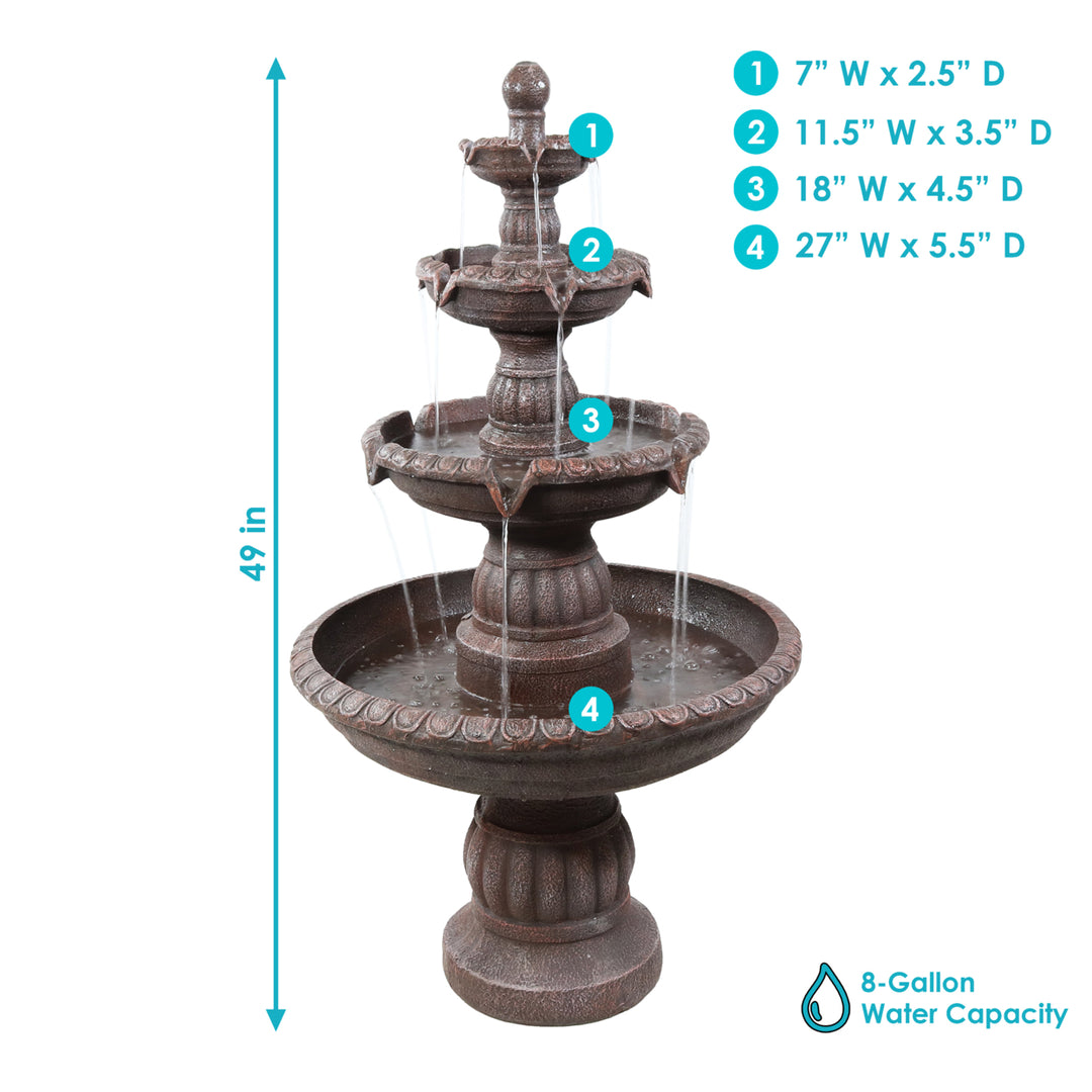 Sunnydaze Mediterranean Resin Outdoor 4-Tier Water Fountain Image 3