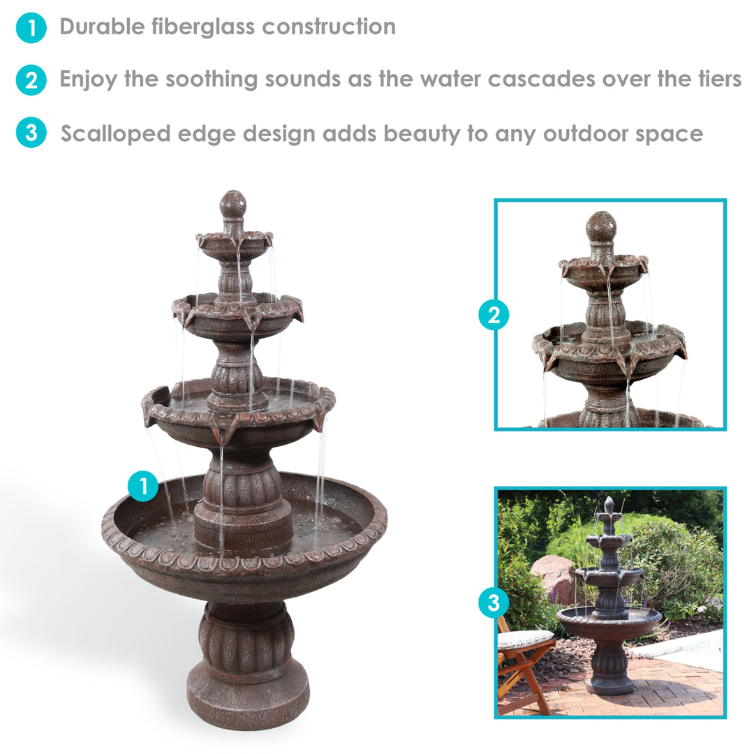 Sunnydaze Mediterranean Resin Outdoor 4-Tier Water Fountain Image 2