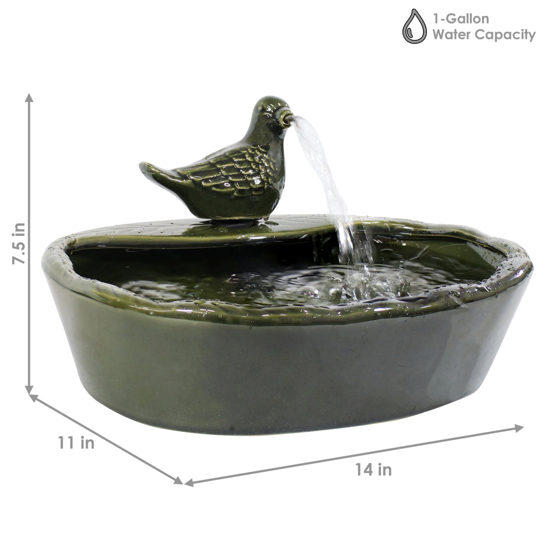 Sunnydaze Dove Glazed Ceramic Outdoor Solar Water Fountain - 7 in Image 2