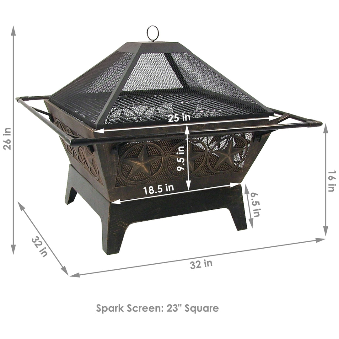 Sunnydaze 32 in Northern Galaxy Steel Fire Pit with Grate, Screen and Poker Image 7