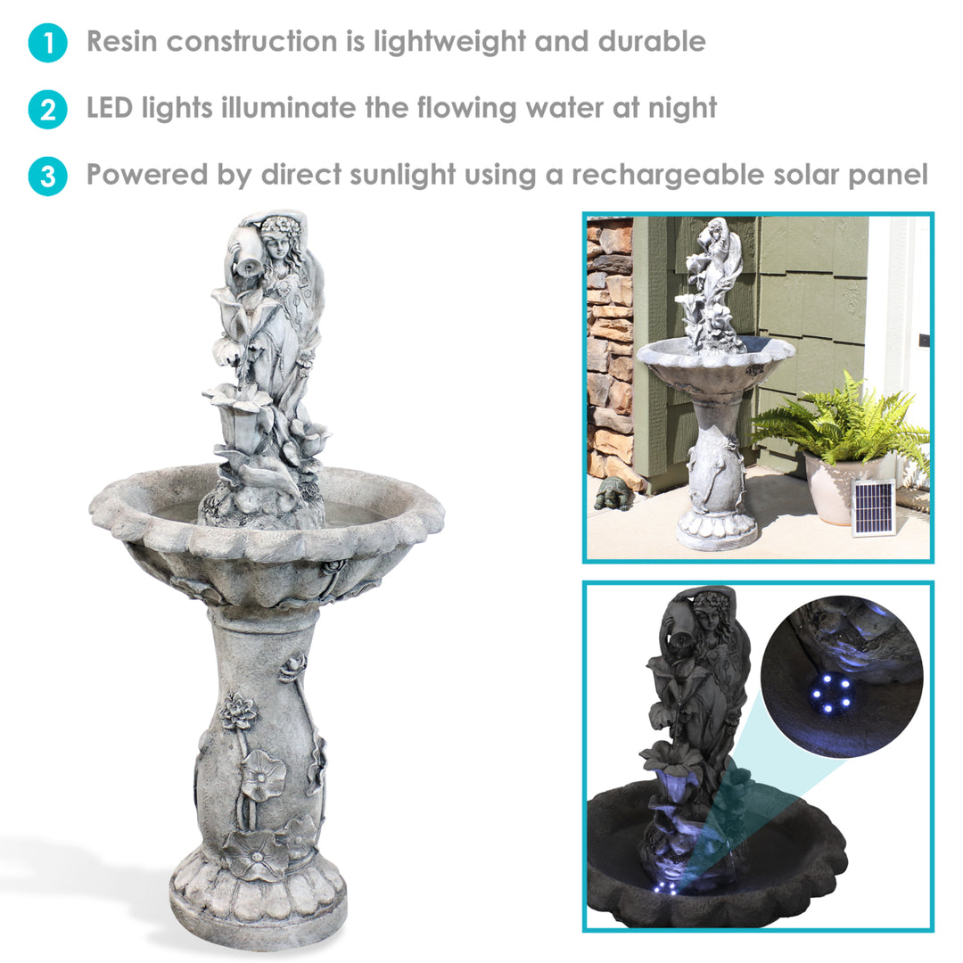 Sunnydaze Fairy Flower Solar Water Fountain with Battery Backup - 42 in Image 2