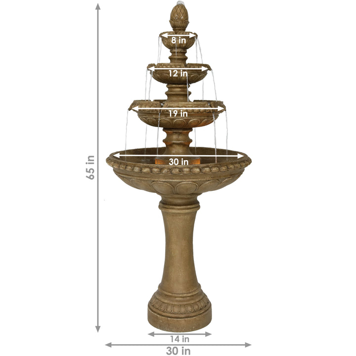 Sunnydaze Electric Eggshell Resin Outdoor 4-Tier Water Fountain Image 3