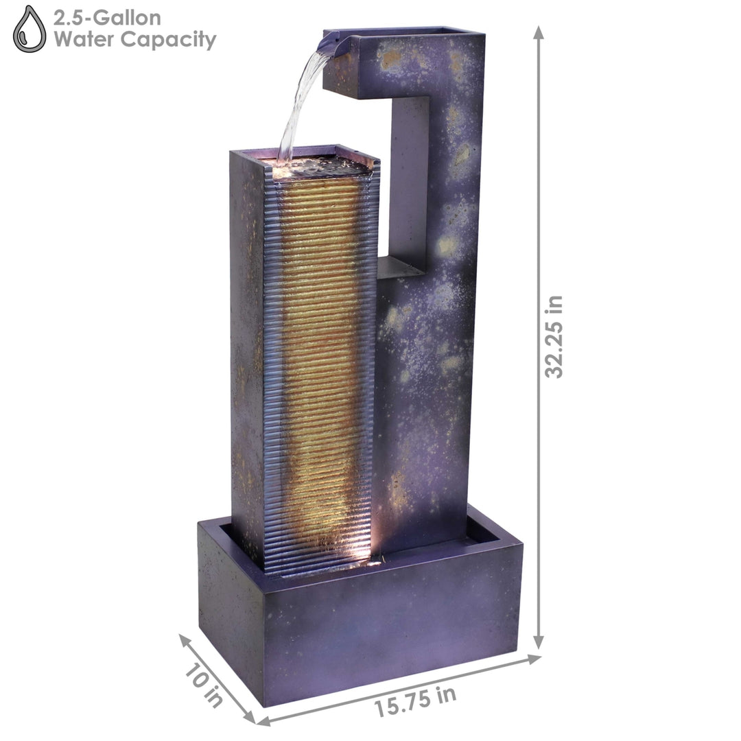 Sunnydaze Cascading Tower Metal Water Fountain with LED Lights - 32 in Image 3