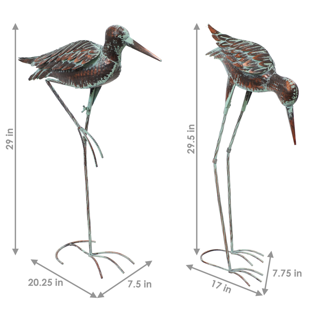 Sunnydaze Patina Crane Set of 2 Outdoor Metal Garden Statues - 29.5 in Image 3