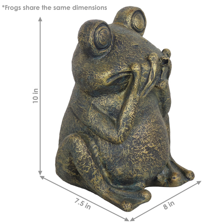 Sunnydaze Hear No Evil, See No Evil, and Speak No Evil Frog Statues - 10 in Image 3