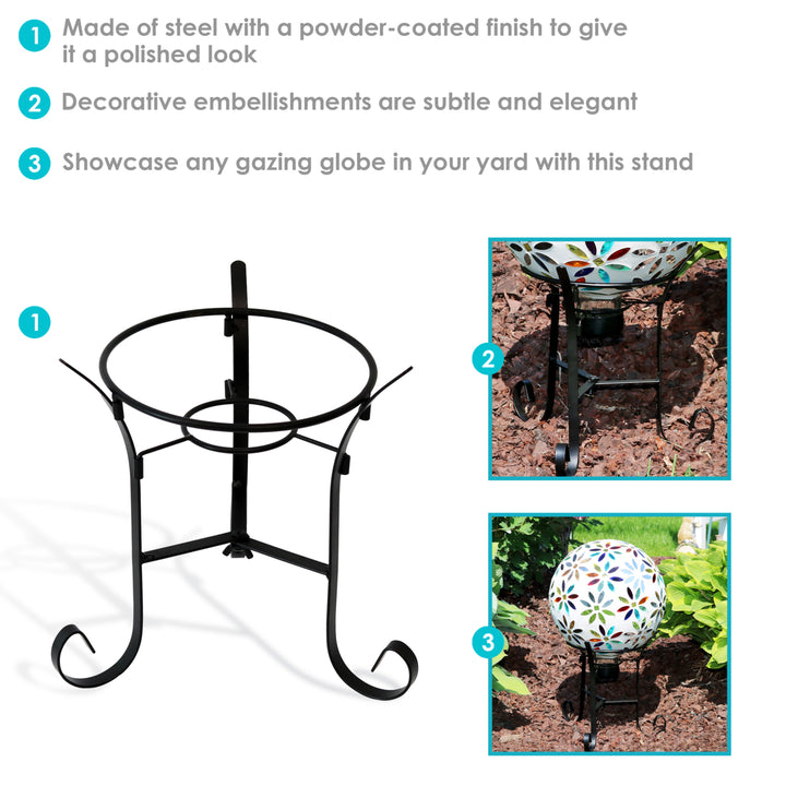 Sunnydaze Traditional Style Steel Outdoor Gazing Globe Stand - Black Image 2