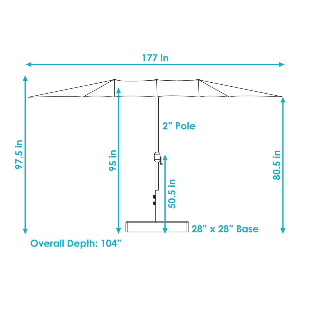 Sunnydaze 15 ft Steel Double-Sided Patio Umbrella with Sandbag Base - Tan Image 3