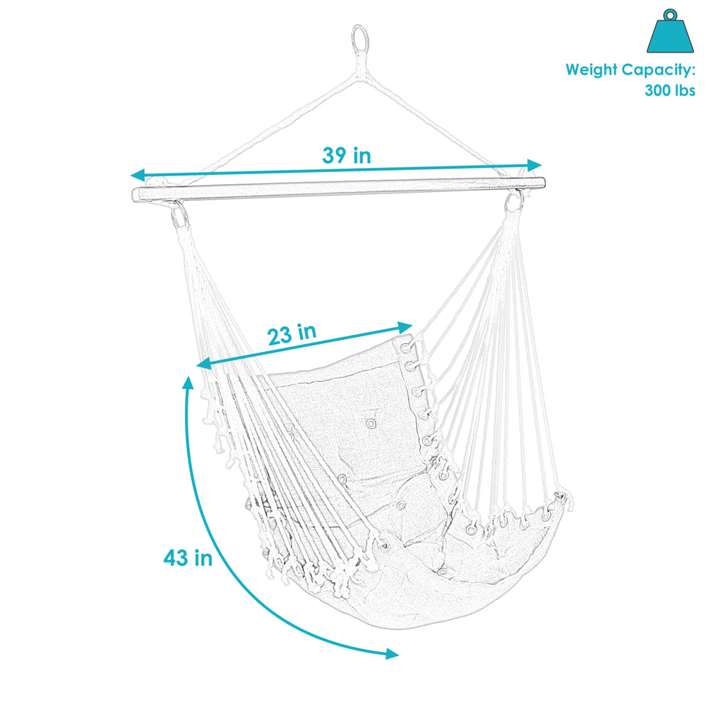 Sunnydaze Polyester Fabric Victorian Hammock Chair with Cushion - Gray Image 2