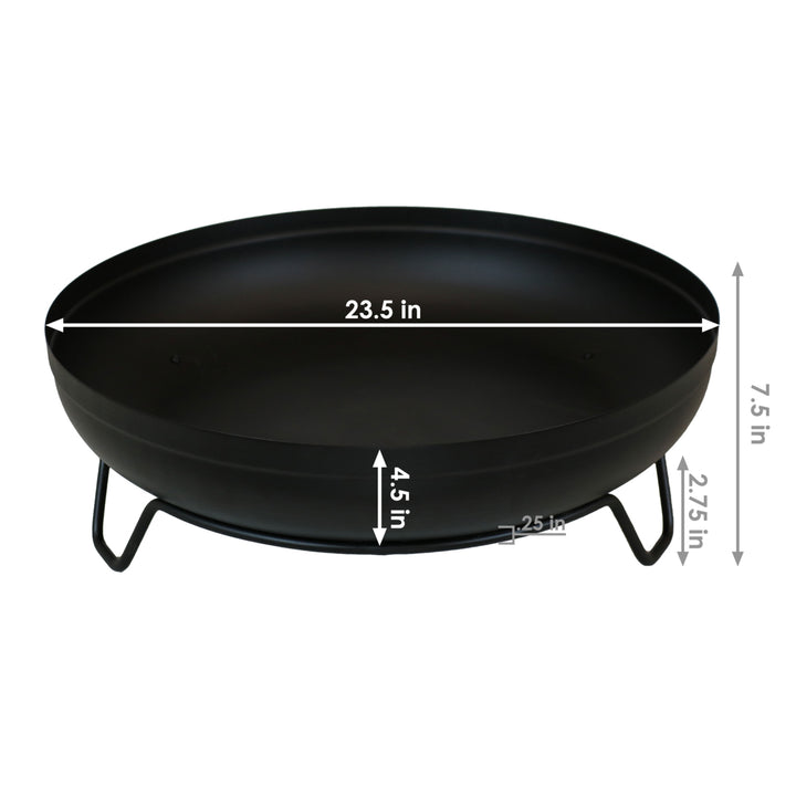 Sunnydaze 23 in Steel Wood-Burning Fire Pit Bowl with Stand - Black Image 3