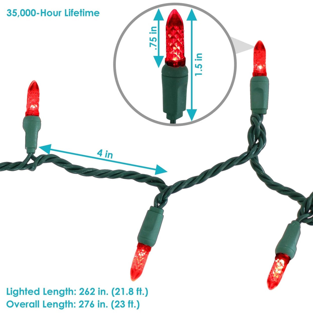 Sunnydaze 70 Ct Holiday Outdoor String LED Lights - Red - 21 ft Image 2