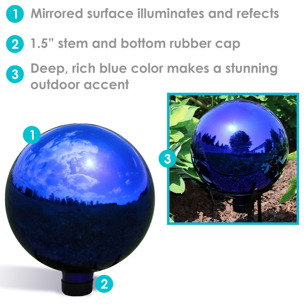 Sunnydaze Blue Mirrored Surface Gazing Globe - 10 in Image 2