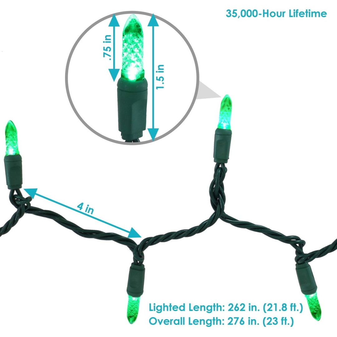 Sunnydaze 70 Ct Holiday Outdoor String LED Lights - Green - 21 ft Image 2