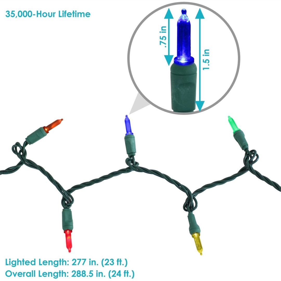 Sunnydaze 70 Ct Holiday Outdoor LED String Lights - Multi - 23 ft Image 2