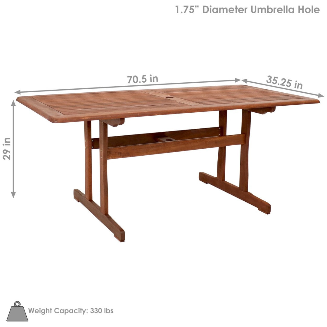 Sunnydaze 6 ft Meranti Wood Rectangular Patio Dining Image 3