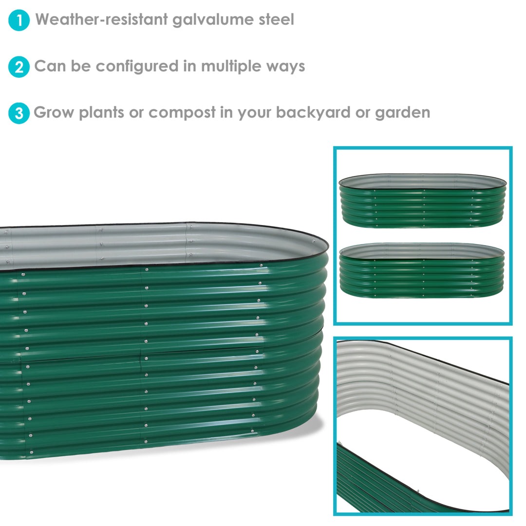 Sunnydaze Galvalume Steel Oval Raised Garden Bed - Green - 79 in x 32 in Image 2