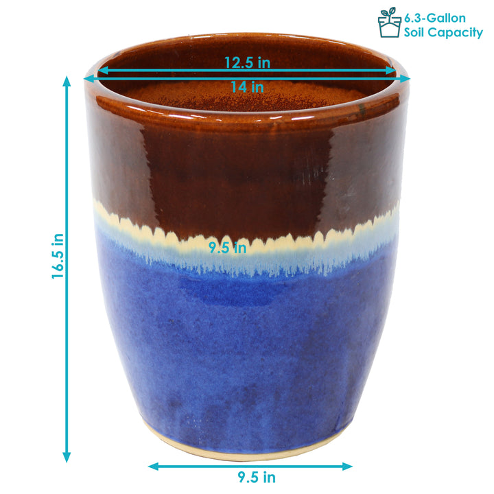 Sunnydaze Captivating Vista Ceramic Planter - 14" - Beachcomber Image 3