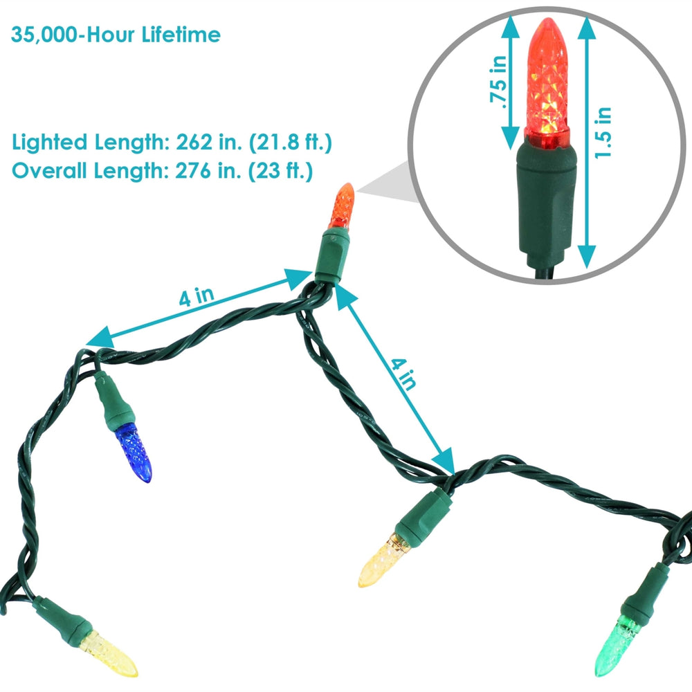 Sunnydaze 70 Ct Holiday Outdoor LED String Lights - Multi - 21 ft Image 2