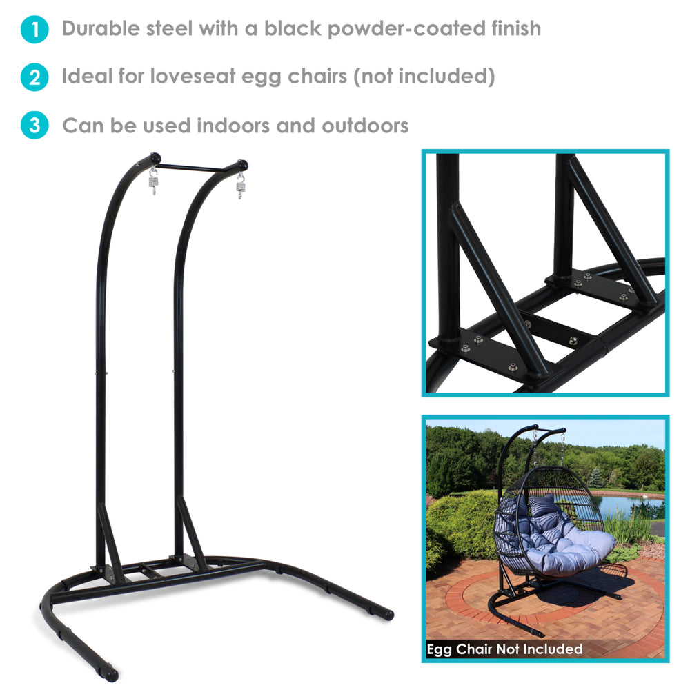 Sunnydaze U-Base Deluxe Powder-Coated Steel Hanging Chair Stand - 76 in Image 2