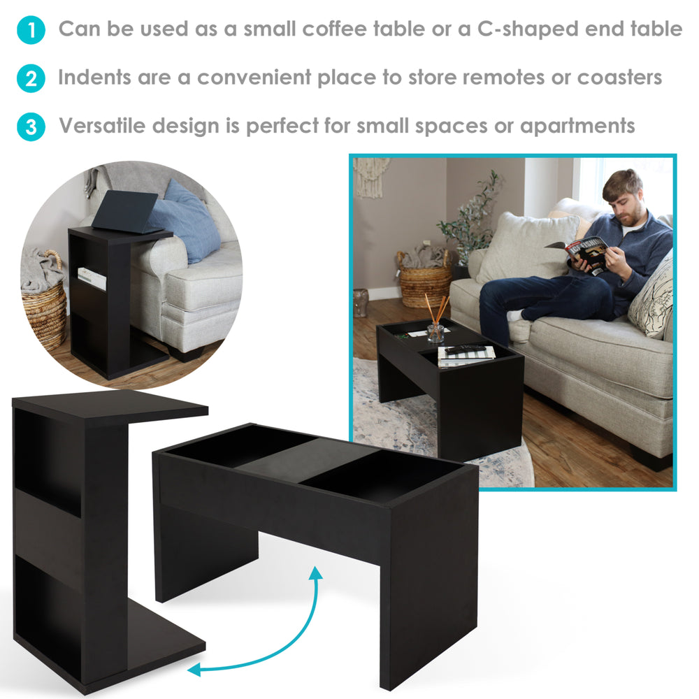 Sunnydaze 2-in-1 Multi-Use Accent Side Table - Black Image 2