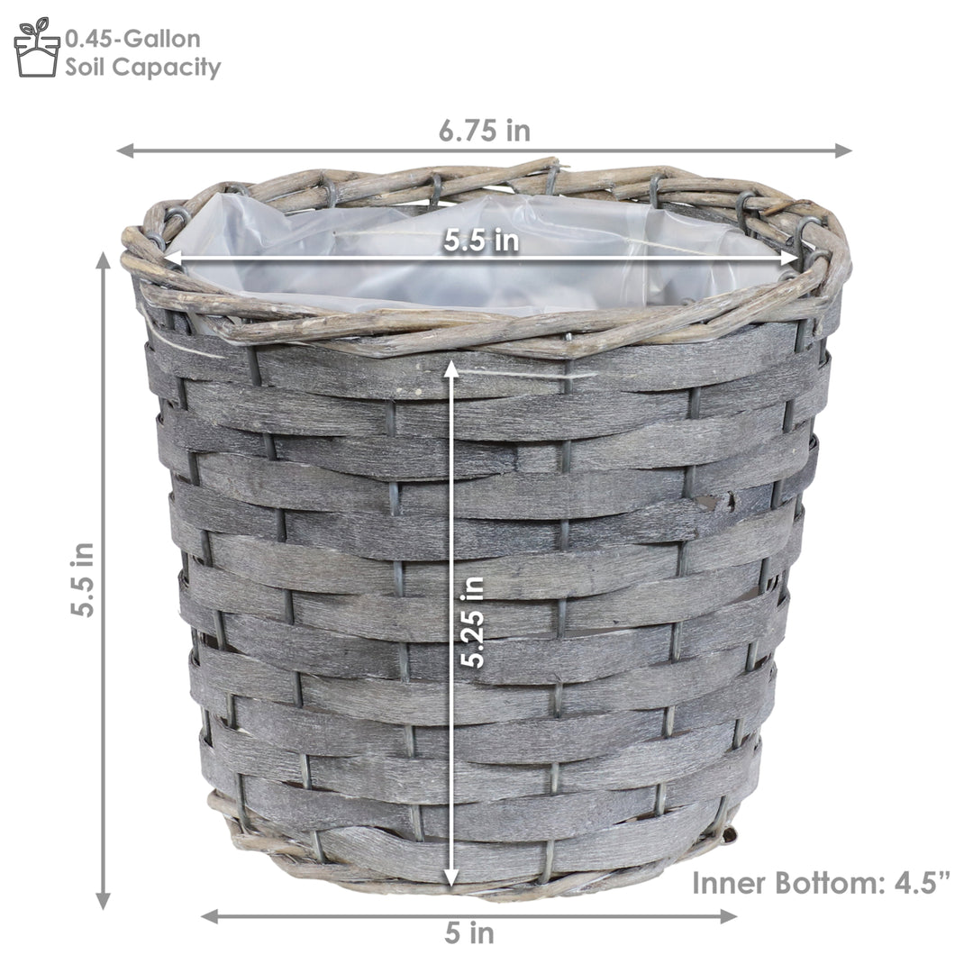 Sunnydaze 6.75 in Rattan Wicker Basket Planters with Lining - Set of 5 Image 3